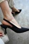 Women's Black Satin Heeled Shoes Tr08Ms08A - 3