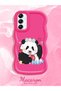 Samsung Galaxy A14 Compatible Case Camera Protector Red Silicone Couple Phone Case Panda Pattern - 2