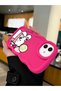 iPhone 16 Plus Compatible Case with Camera Protector Red Silicone Couple Phone Case Cat Pattern - 5