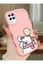 Samsung Galaxy A12 Compatible Case Camera Protector Pink Silicone Couple Phone Case Cat Pattern