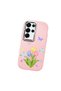 Samsung Galaxy S25 Ultra Compatible Case Camera Protector Pink Silicone Couple Phone Case with Floral Pattern - 3