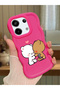 Poco X6 5g Compatible Case Camera Protector Red Silicone Couple Phone Case Cute Pattern