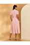 Women Pink Schiffly Belted Dress - 3