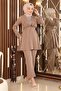 Stone Detailed Belted Suit Mink 19122 - 4
