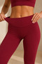 Women's Claret Red High Waist Sports Leggings - 3