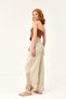 Women's Beige Linen Mesh Detailed Bohemian Pinterest Style Shalwar Trousers - 5