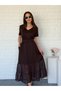 Chiffon Detailed Belted Modal Dress Brown - 8