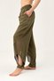 Women's Khaki Linen Mesh Detailed Bohemian Pinterest Style Shalwar Trousers - 4