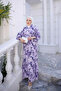 Lilac Half-Buttoned Layered Viscose Dress with Elastic Sleeves - 2