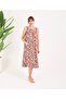 Women's 100% Cotton Wide Cut Patterned Front Pocket Thick Strap Square Neck Dress & Nightgown - 5