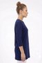 Women's Navy Blue Cotton Single Jersey Fabric Crew Neck Regular Fit Three Quarter Sleeve Skirt Slit Tunic - 3