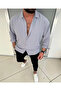 Men's Gray Textured Iron-Free Aerobin Linen Oversize Shirt (Aerobin) - 2