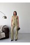 Women's Gold Button Detailed Vest and Trousers Two-Piece Set-Green - 6
