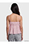Nevavm Plaid Rope Strap Ruffle Linen Blend Blouse with a Difference - 4