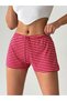 Crep Women's Striped Lace-Up Shorts Elastic Waist Soft Knitted Fabric