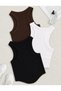 Women's 3-Pack Cotton Ribbed Fabric Body-Fitting Skirt Oval Cyclic Neck Tank Top - 2