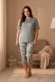 Premium Women's Plus Size Short Sleeve Lycra Light Green Comfortable Capri Pajama Set - 3