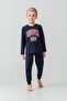 Boy's Pajama Set Printed Navy Blue Long Sleeve Pajama Set Us2636-C-V1 - 5