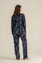 Women's Leaves Navy Blue Shirt Pajama Set Pc9259-S-V1 - 4