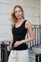 Women's Ribbed Camisole U-Neck Body Blouse-Black - 4