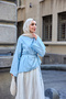 Women's Waist-Tie Skirt Top Blouse Light Blue - 2
