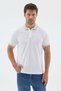 White-Cagla Polo Collar Pique Short Sleeve Slim Fit 100% Cotton T-Shirt 1011260171