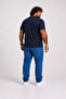 Men's Large Size Single Jersey Polo T-Shirt Classic with Pockets 26402 Navy Blue - 3