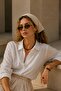 Women's Mesh Knitted Beige Knitwear Bandana - 3