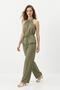 Khaki Halter Neck Blouse Wide Leg Pants 7130