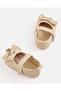 Baby Girls Beige Bow Charm Pram Shoes - 4