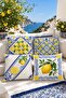 Checkered Lemons Patterned 4-Piece Throw Pillow Cover Set