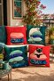 Padded Cat Patterned 4-Piece Throw Pillow Cover Set