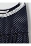 Lcw Dream Navy Blue V-Neck Polka Dot Strap Nightgown for Women - 5