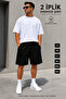 2-Piece Shorts Men's (Black-Grey) Basic Summer Shorts Set - Comfortable Fit Above the Knee 2-Piece Economic Package - 3