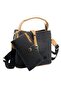 Women's Hand and Shoulder Bag Set with Logo Embossed Bucket Model Wallet Black-Tan - 2