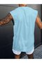 Baby Blue Men's Cotton Training Sports Athlete Sleeveless Oversize T-Shirt - 2