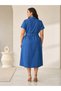 Women's Plus Size Jeans Slim Summer Belted Denim Shirt Collar Dress - 3