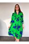 Viscose Fabric Rose Dress with Pleated Front. Standard Size 38. Fits Size 46. Sleeve Attachments Are Available. - 2