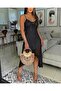 Women's Rope Strap V-Neck Lined Asymmetrical Detailed Lace Midi Dress - 4