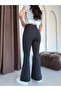Women's Black High Waist Gathering Elastic Spanish Leggings - 4