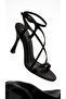 Crystal Women's Heeled Sandals Thin Heel Satin Thin Strap Open Toe Cross Ankle Strap Evening Dress - 2
