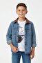Blue Boy's Printed Short Sleeve T-Shirt and Jean Shirt 2-Piece Set 24512 - 3