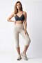 2140 Women's High Waist Slit Capri Leggings Natural - 3