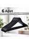 Gme Shop 6 Pieces Black Clothes Hangers – Durable Plastic Hanger Set, Wood Look Design, Multi-Purpose