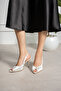 Romese Satin Ankle-Tie Open Toe Detail Women's Heel Shoes - 3