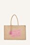 Women's Embroidered Sand Beige Beach Bag G8720Axns