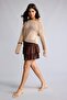 Normal Waist Wrinkled Textured Fabric Mini Brown Skirt I3761Ax26Sm