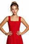 A-Line Midi Woven Dress Lnt0042 Red - 5