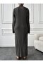 Corded Knitwear Dress Gray - 3