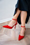 Silvia Ankle Strap Women's Red Heeled Shoes - 3
